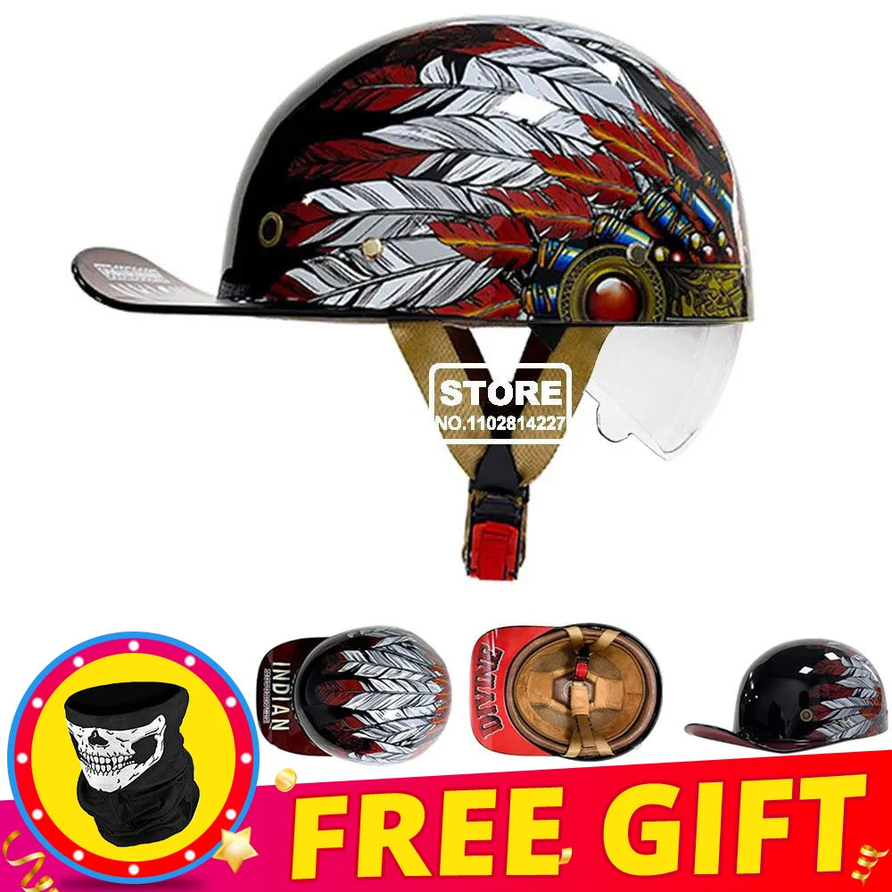 Retro Baseball Cap-Style Motorcycle Helmet