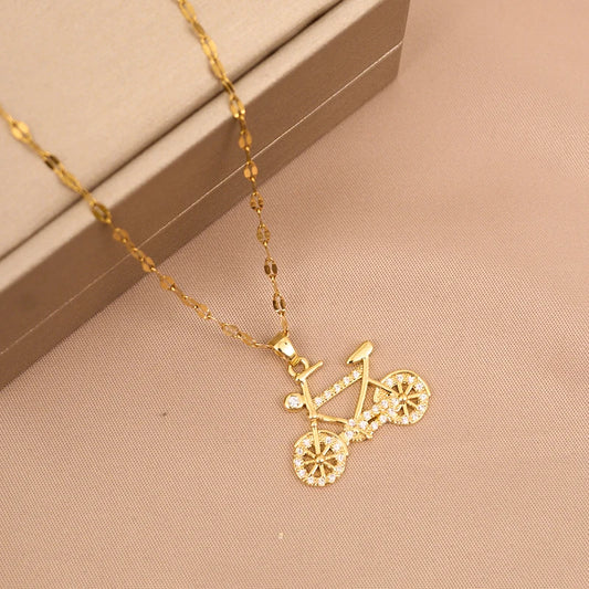 Dazzling Bicycle Charm Necklace