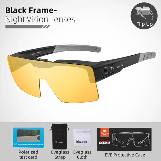 Flip-Up Photochromic Cycling Sunglasses