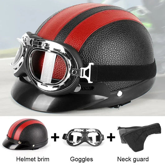 Vintage PU Leather Half-Helmet