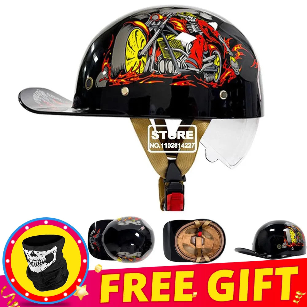 Retro Baseball Cap-Style Motorcycle Helmet