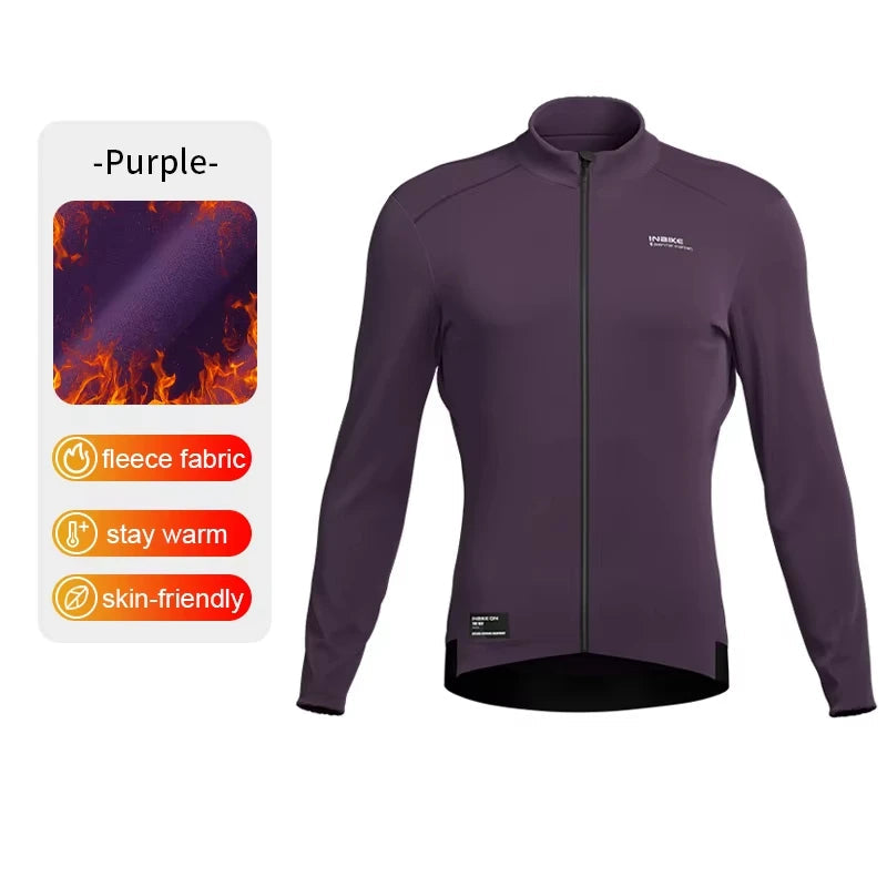 Camisa de ciclismo térmica forrada de lã quente