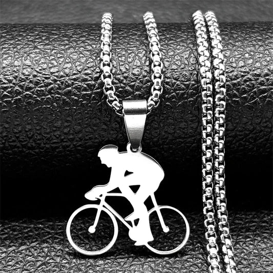 Cyclist Silhouette Necklace