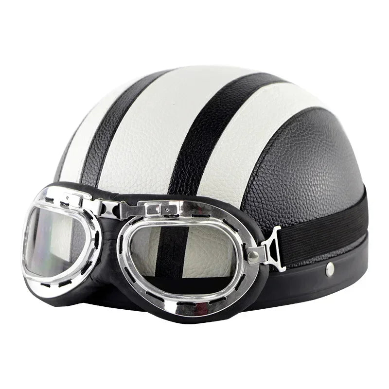 Vintage PU Leather Half-Helmet