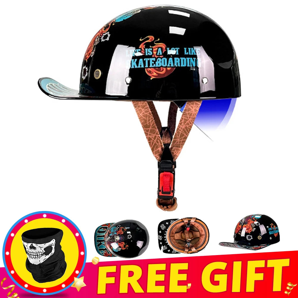 Retro Baseball Cap-Style Motorcycle Helmet