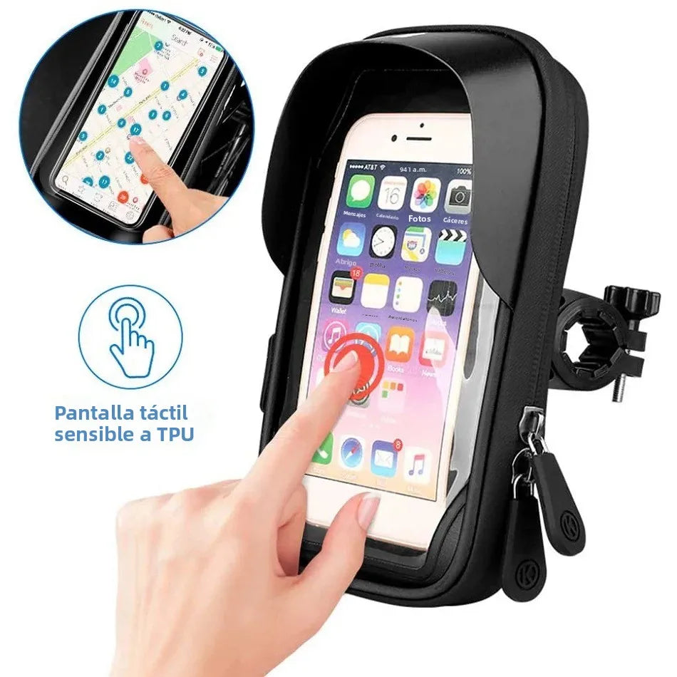 Soporte impermeable para teléfono con bolsa para bicicleta