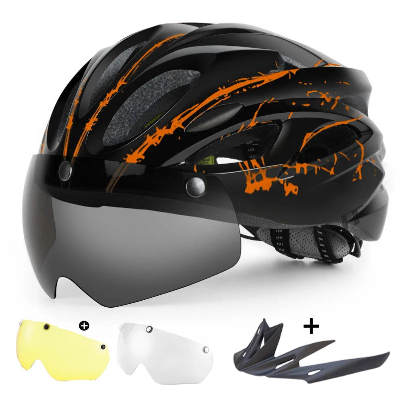 MTB-/Rennradhelm mit magnetischer Schutzbrille