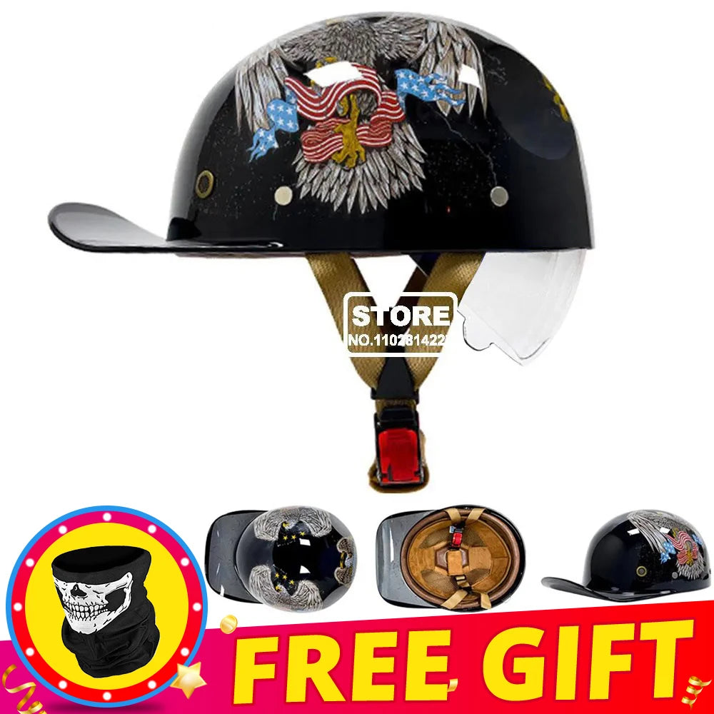 Retro Baseball Cap-Style Motorcycle Helmet