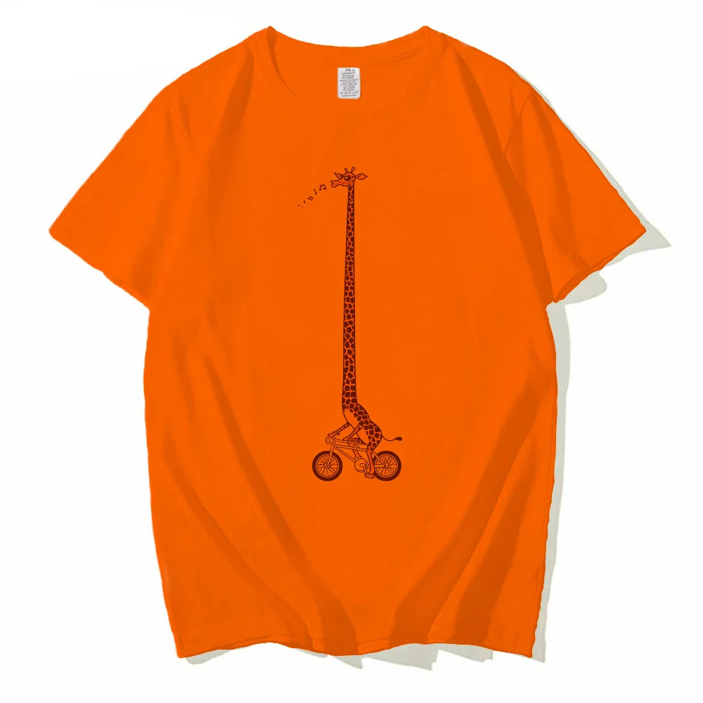 T-shirt drôle de vélo de tour de girafe
