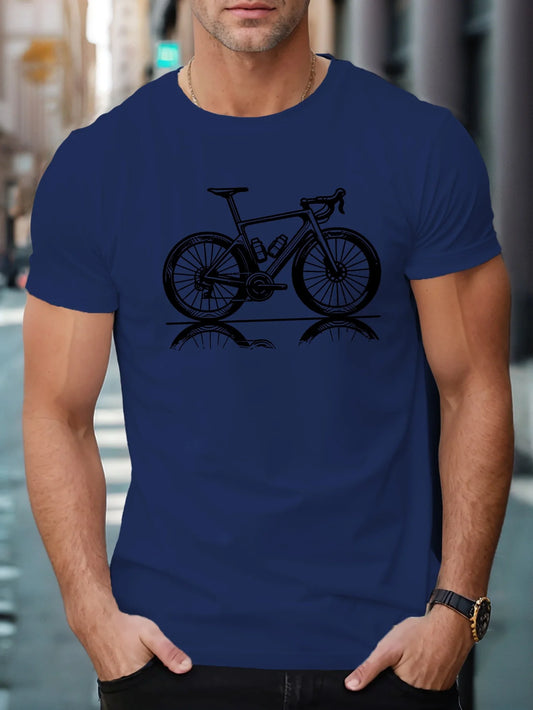 Men's Road Cycling Print T-Shirt – 100% Cotton Casual Tee