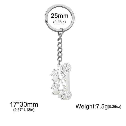 Raccoon on a Bicycle Keychain – Stainless Steel Cycling Gift