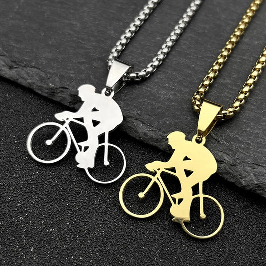 Cyclist Silhouette Necklace