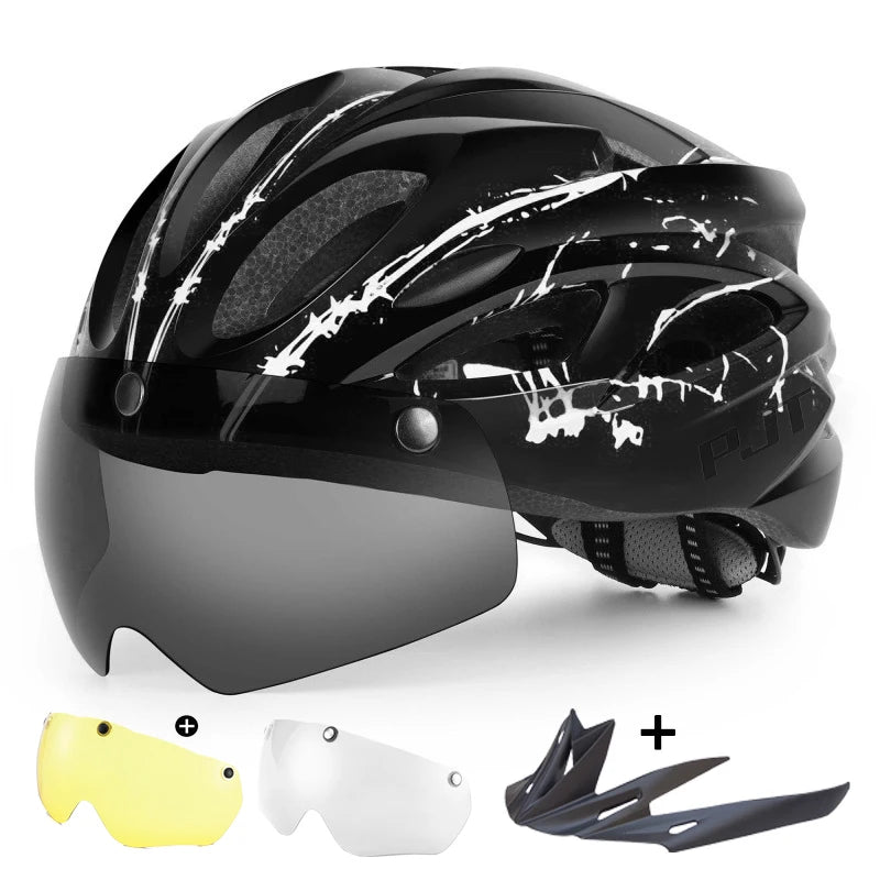 MTB-/Rennradhelm mit magnetischer Schutzbrille