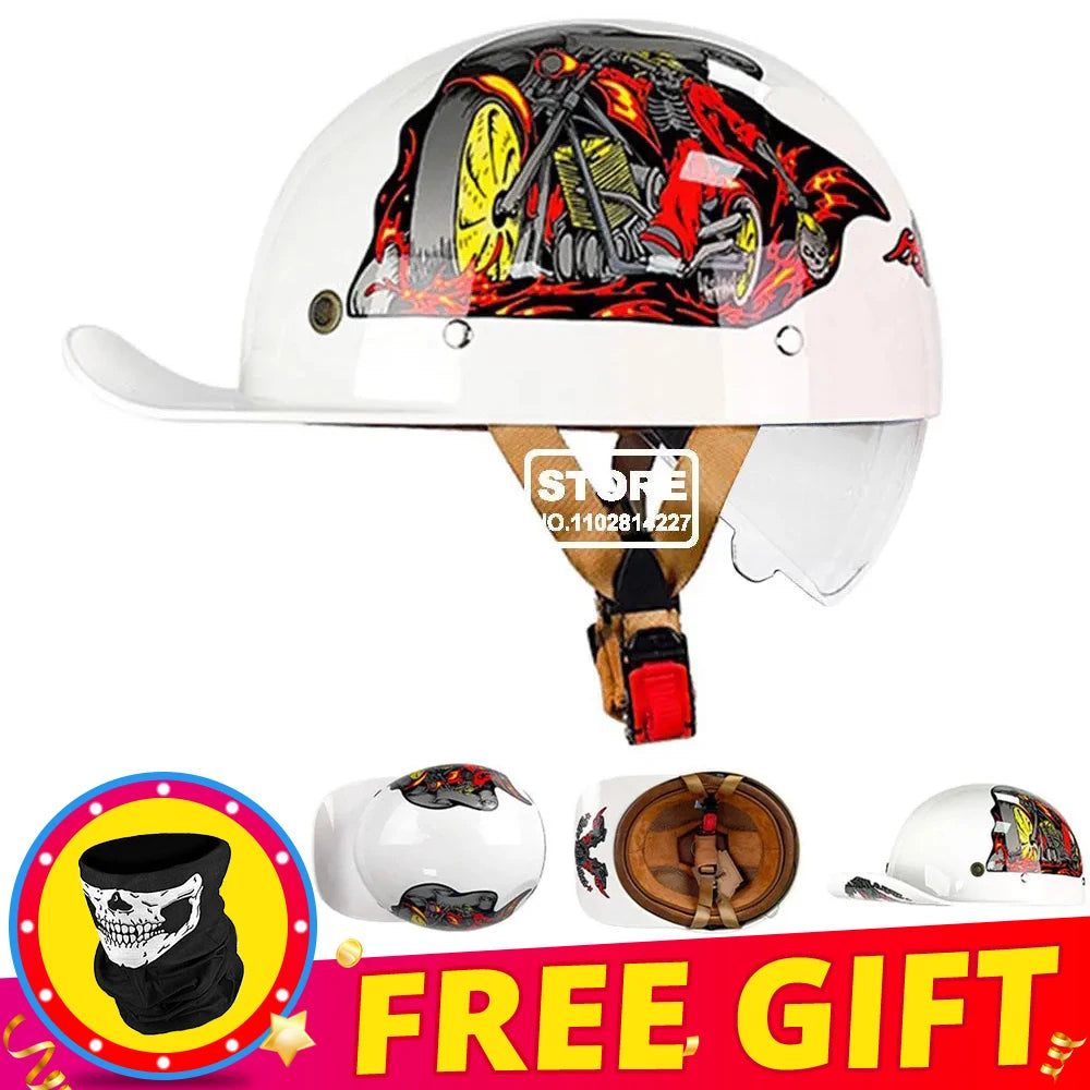 Retro Baseball Cap-Style Motorcycle Helmet