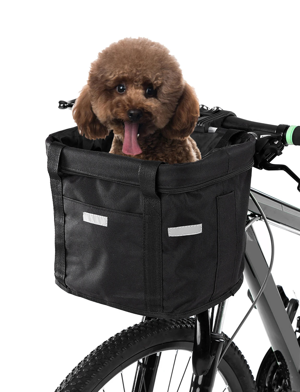 Foldable Waterproof Bike Handlebar Basket – Removable Front Carrier for Pets & Shopping