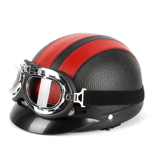 Vintage PU Leather Half-Helmet