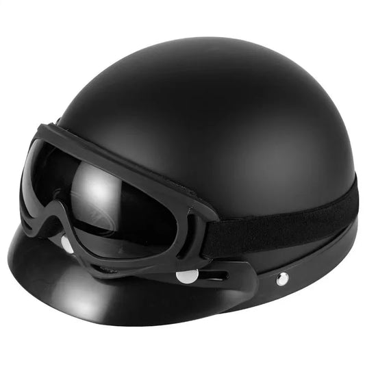 Vintage Half-Face Helmet with Detachable Goggles