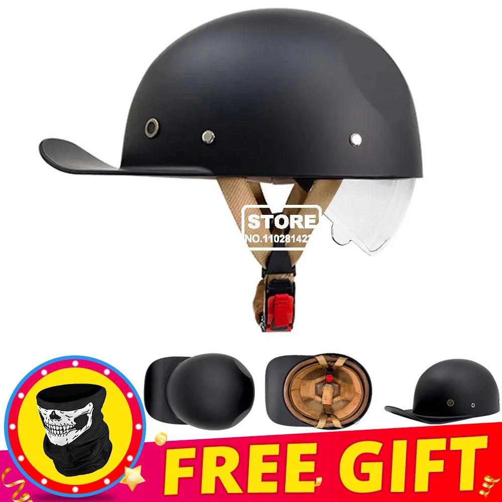 Retro Baseball Cap-Style Motorcycle Helmet