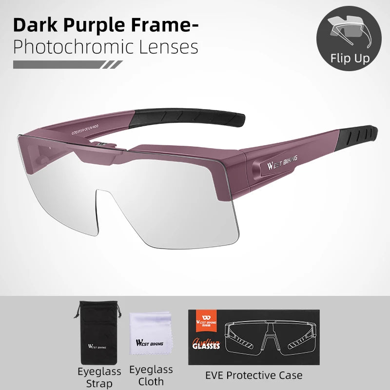 Flip-Up Photochromic Cycling Sunglasses