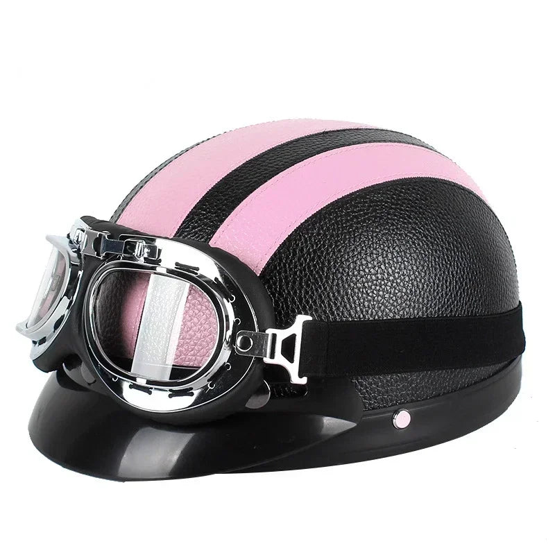 Vintage PU Leather Half-Helmet