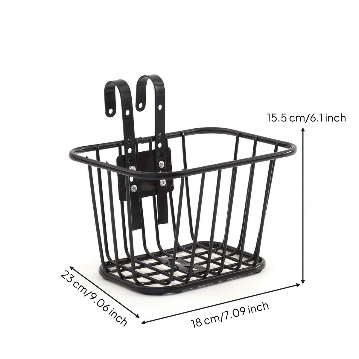 Kids' Bike Front Basket – Wire Metal Handlebar Storage with Hooks