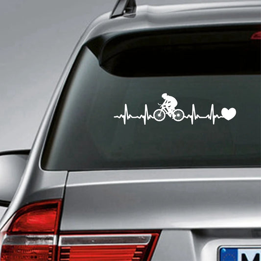 Cycling Heartbeat Vinyl Sticker