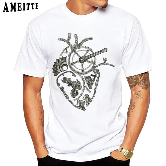 Camiseta con estampado de bicicleta y corazón de ciclismo