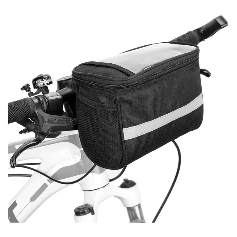 Bike Handlebar Bag with Phone Mount & Reflective Strip – Large Capacity Cycling Bag