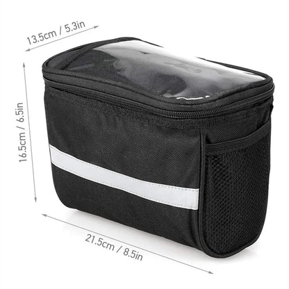 Bike Handlebar Bag with Phone Mount & Reflective Strip – Large Capacity Cycling Bag