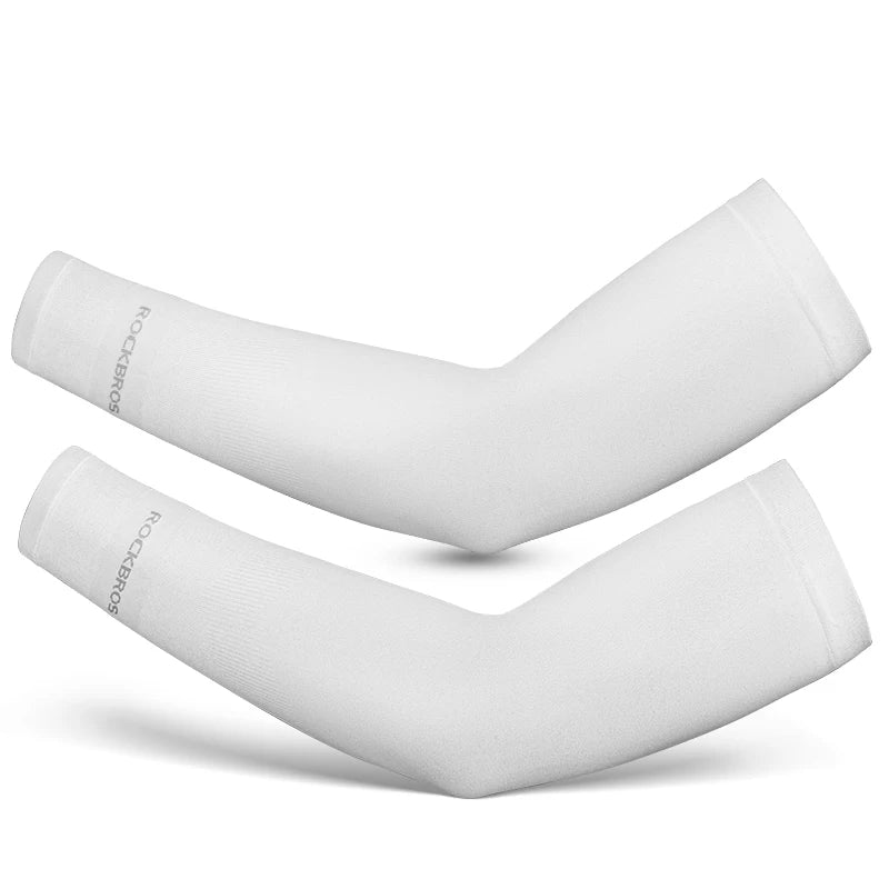 Ice Silk Cycling Arm Sleeves – UV Protection | Nylon + Spandex | White & Black