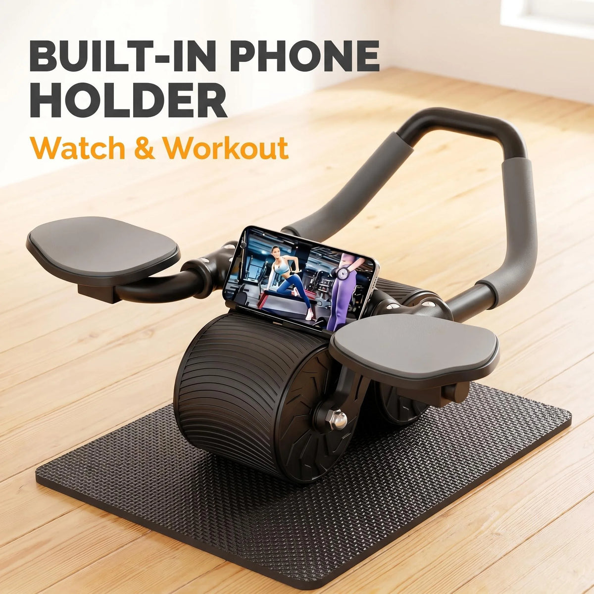 3-in-1 AB Roller Core Workout Set – Knee Pad, Phone Holder & Timer