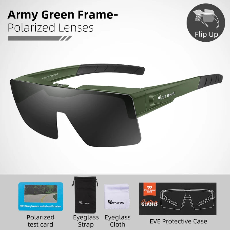 Flip-Up Photochromic Cycling Sunglasses