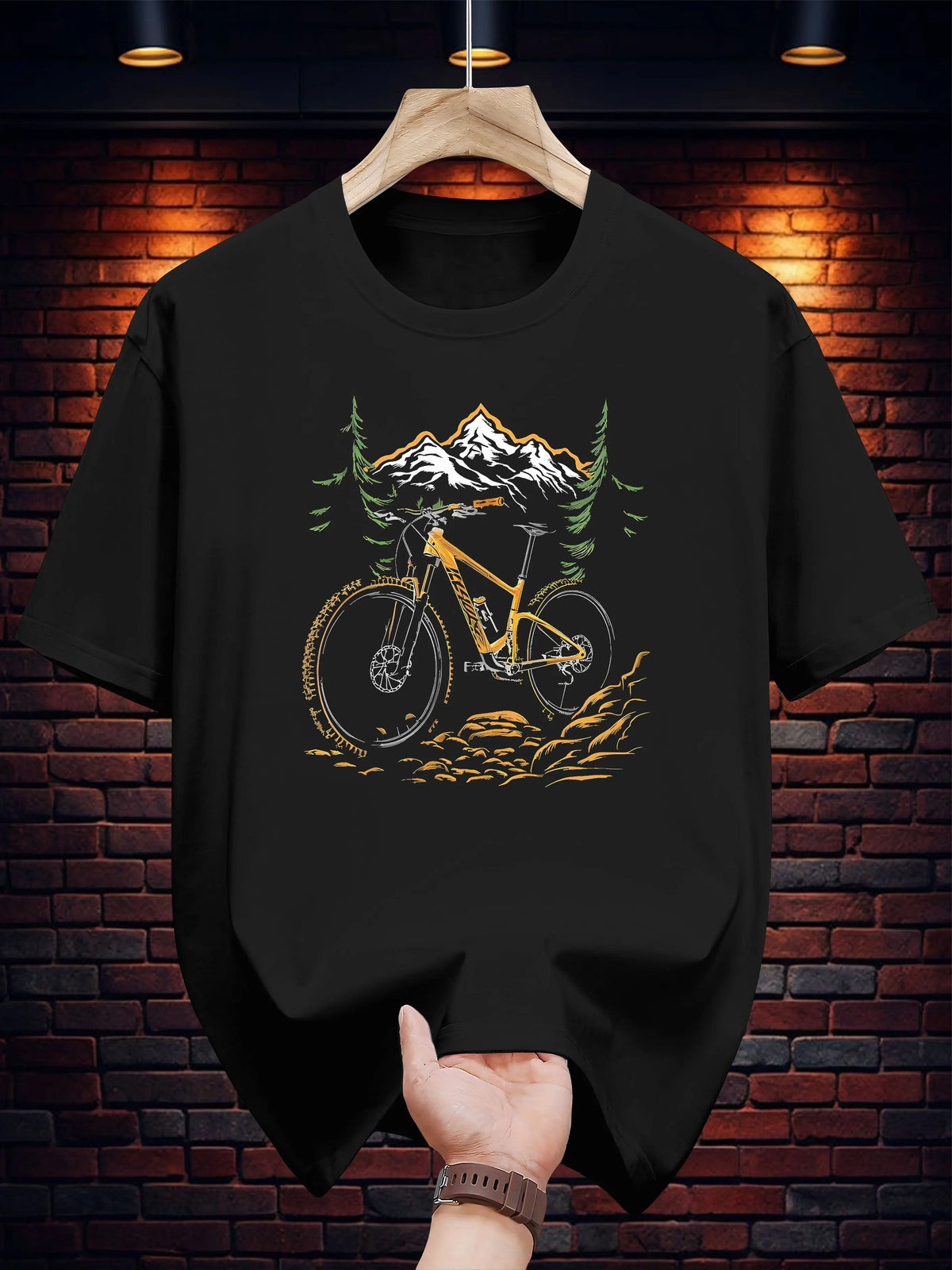 Men's Mountain Bike Print T-Shirt – 100% Cotton Casual Tee