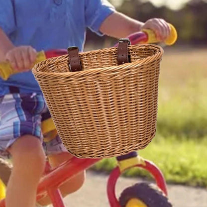 Rattan Woven Bike Front Basket – Removable Waterproof Handlebar Carrier