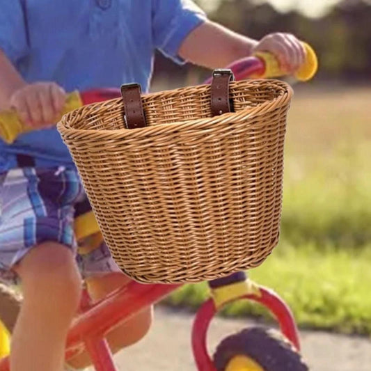 Rattan Woven Bike Front Basket – Removable Waterproof Handlebar Carrier