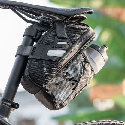 Cycling Saddle Bag with Water Bottle Pocket – Reflective Bike Tail Bag