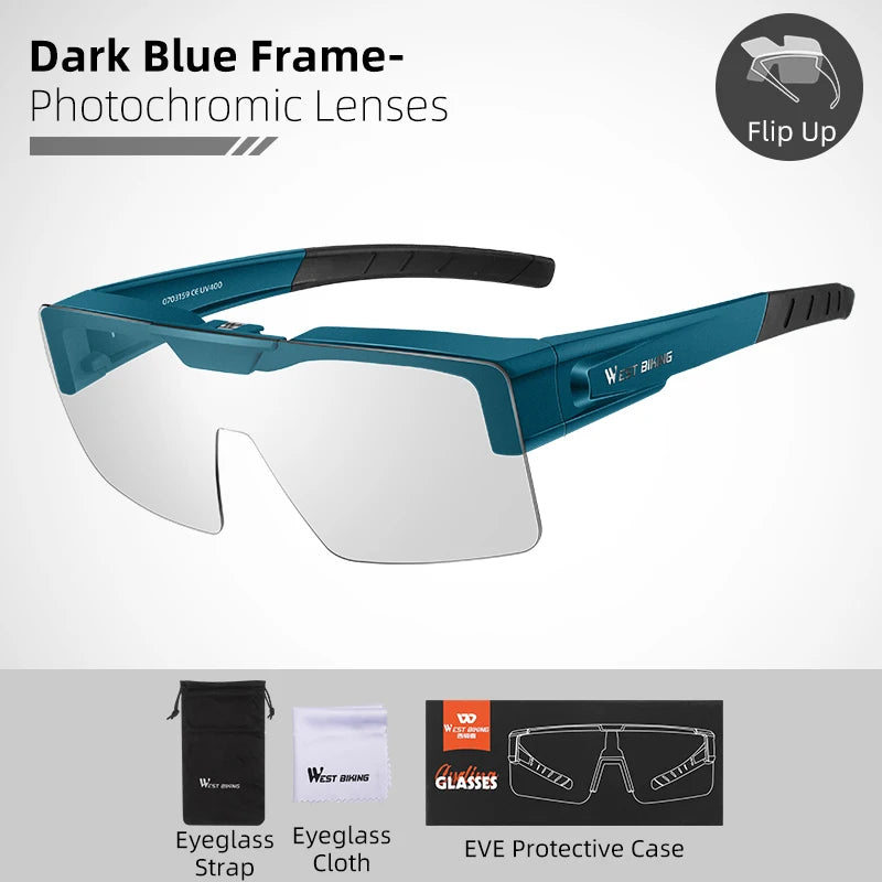 Flip-Up Photochromic Cycling Sunglasses