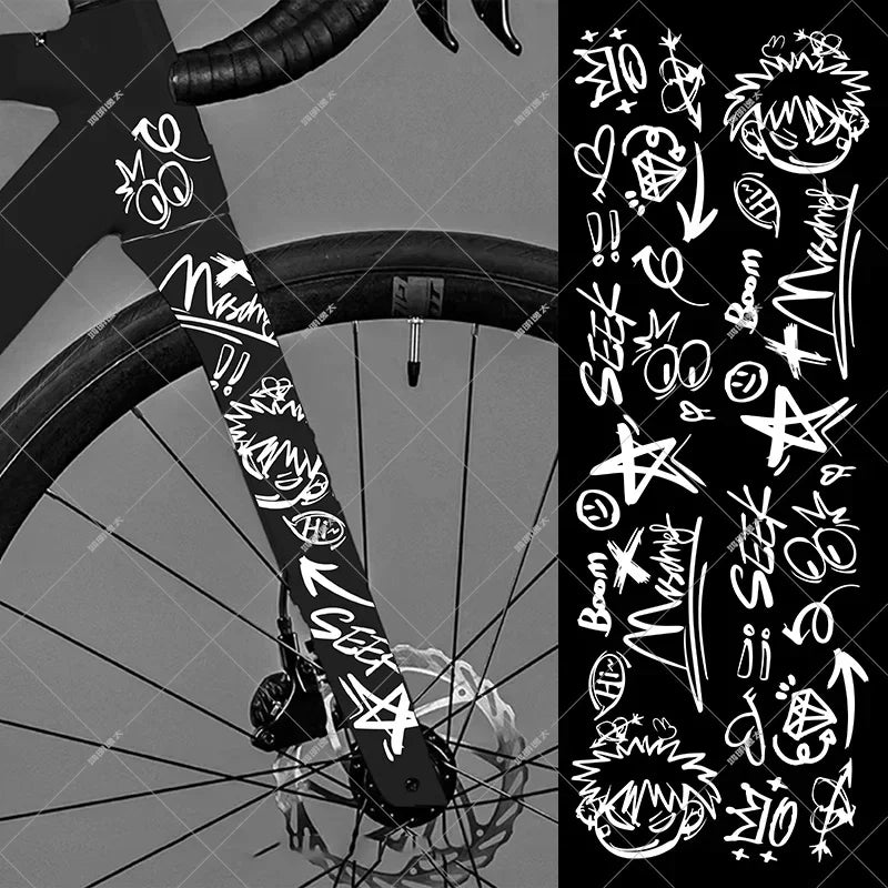Graffiti Cycling Frame Sticker Set – Reflective & Waterproof