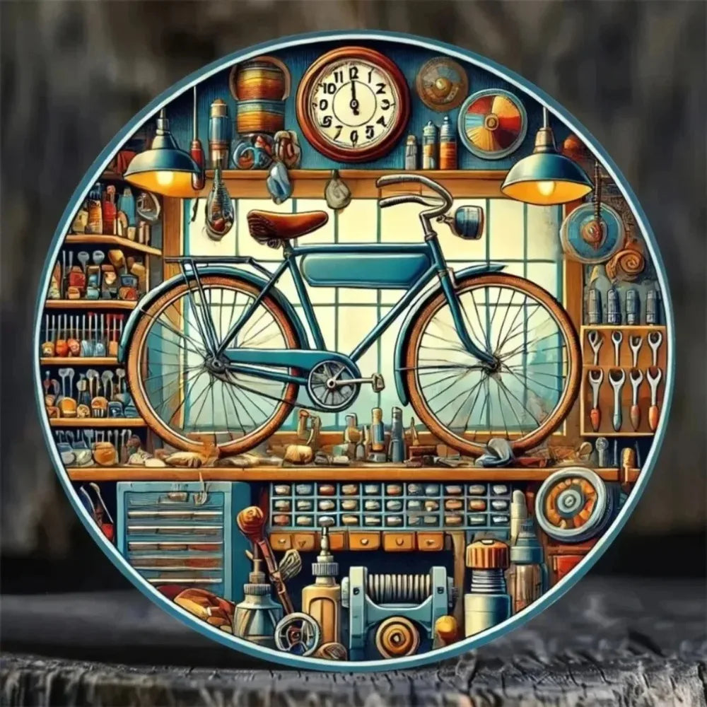 Vintage Bicycle Repair Shop Metal Sign