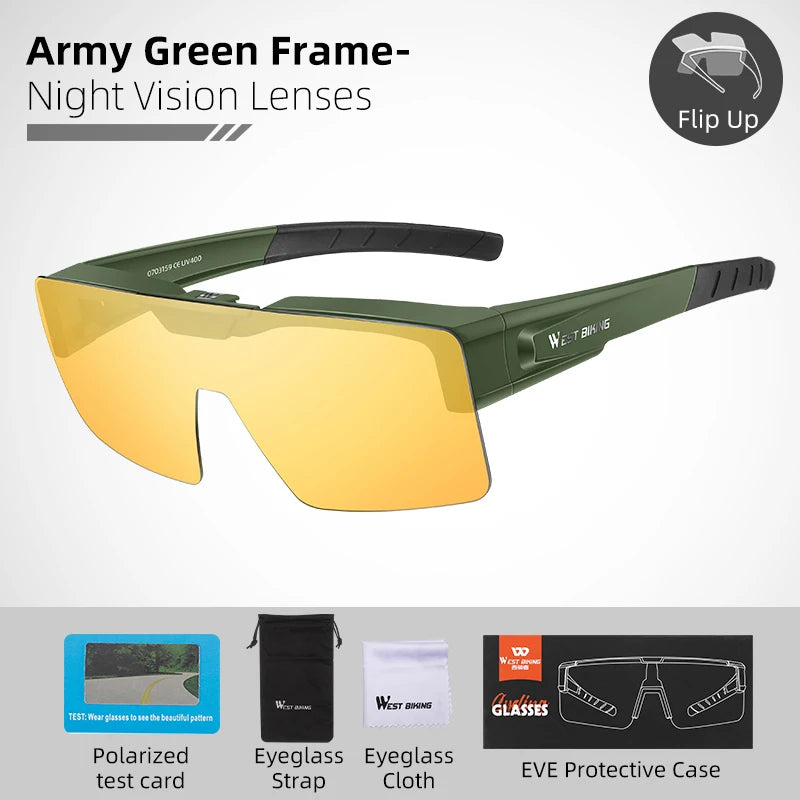 Flip-Up Photochromic Cycling Sunglasses