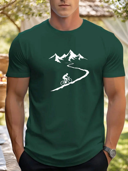 Men's Cycling Print T-Shirt – Cotton Casual Sports Tee