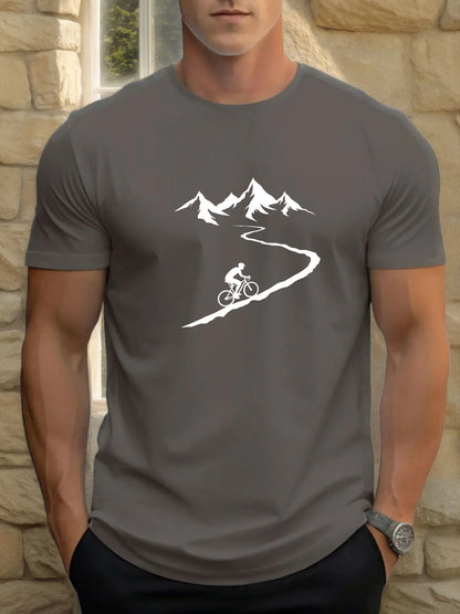 Men's Cycling Print T-Shirt – Cotton Casual Sports Tee