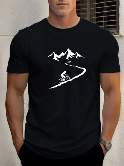 Men's Cycling Print T-Shirt – Cotton Casual Sports Tee