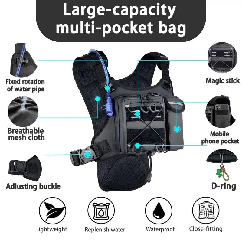 Tactical Hydration Vest with 2L Water Bladder — Running & Cycling Chest Pack