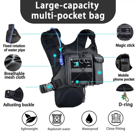 Tactical Hydration Vest with 2L Water Bladder — Running & Cycling Chest Pack