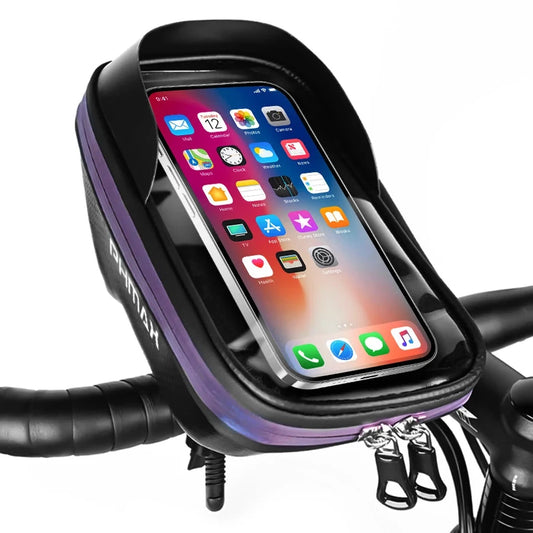 Bike Handlebar Phone Bag – EVA Hardshell, 360° Rotation, Sun Visor & Touchscreen