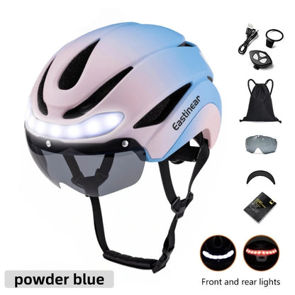 Bicycle Helmet LED Lights with Magnetic Goggles