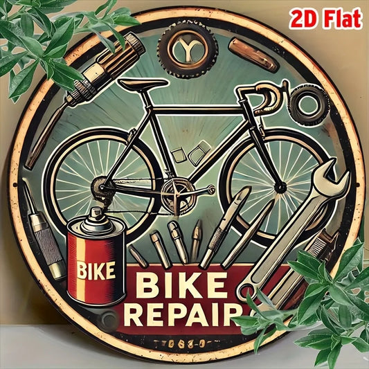 Vintage Bike Repair Metal Sign