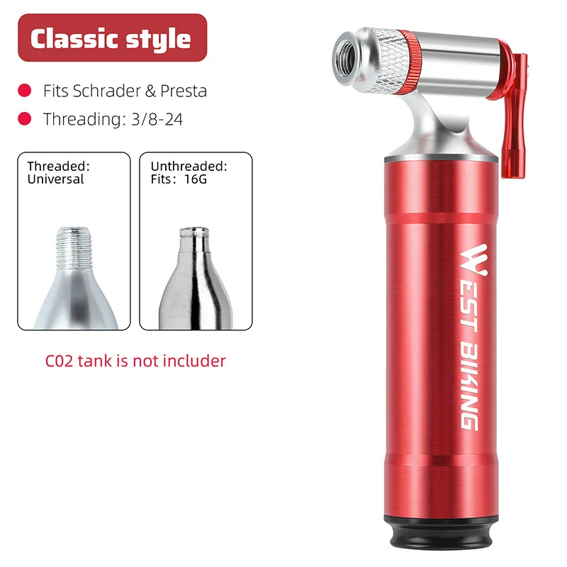 Compact CO2 Bike Inflator with Pressure Gauge