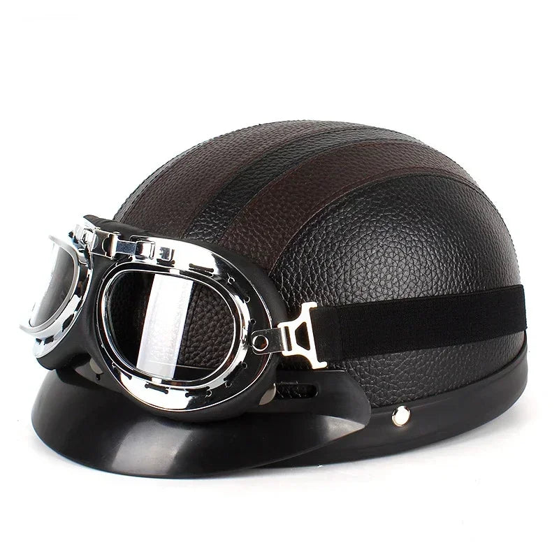 Vintage PU Leather Half-Helmet